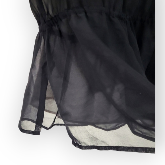 Cache Beaded Sheer Sleeveless Top Elastic Waist Black Small - Picture 3 of 5